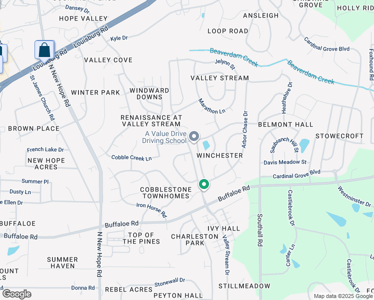 map of restaurants, bars, coffee shops, grocery stores, and more near 4309 Fowler Ridge Drive in Raleigh