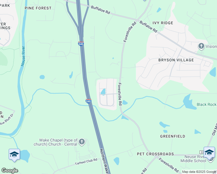 map of restaurants, bars, coffee shops, grocery stores, and more near 7408 Cornett Way in Raleigh