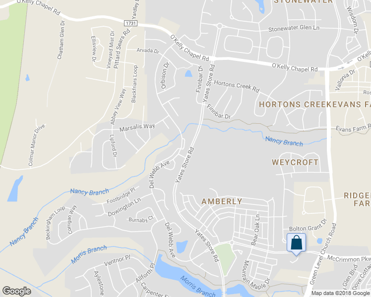 map of restaurants, bars, coffee shops, grocery stores, and more near 4314 Del Webb Avenue in Cary