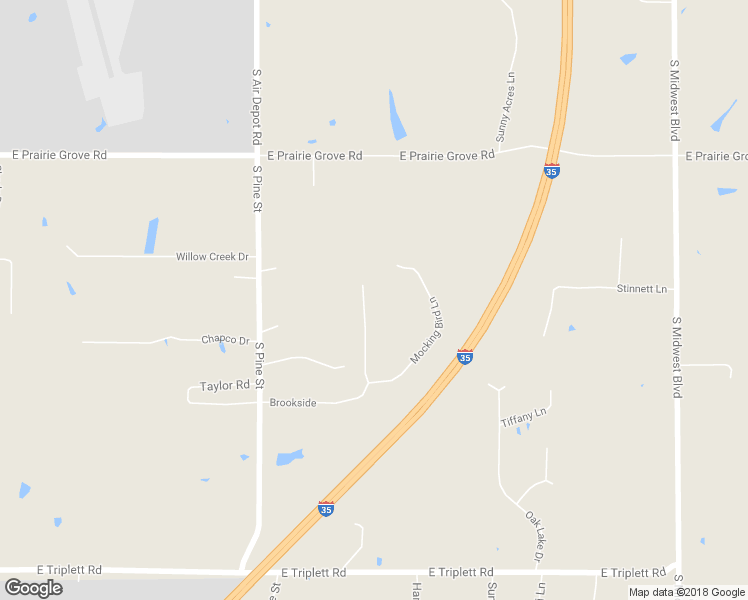 map of restaurants, bars, coffee shops, grocery stores, and more near 4100 Mocking Bird Lane in Guthrie