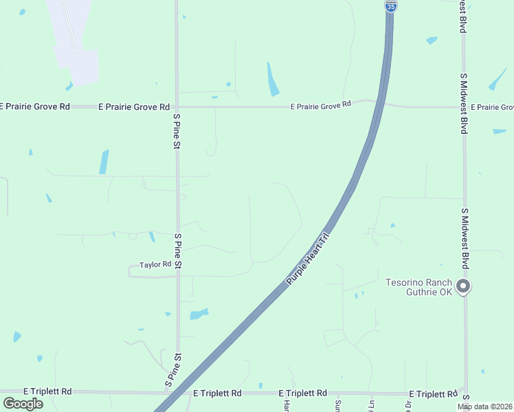 map of restaurants, bars, coffee shops, grocery stores, and more near 4100 Mocking Bird Lane in Guthrie
