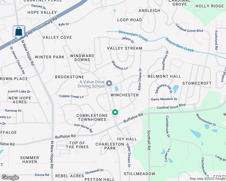 map of restaurants, bars, coffee shops, grocery stores, and more near 4412 Major Loring Way in Raleigh