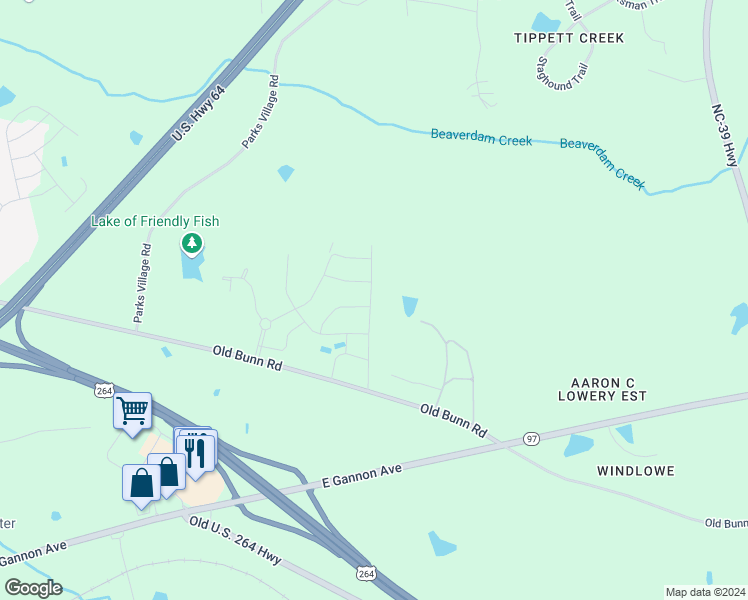 map of restaurants, bars, coffee shops, grocery stores, and more near 516 Barrington Row Avenue in Zebulon