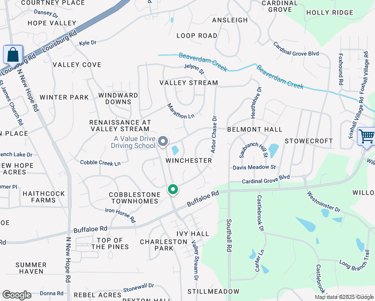 map of restaurants, bars, coffee shops, grocery stores, and more near 4724 Waterford Cove Drive in Raleigh