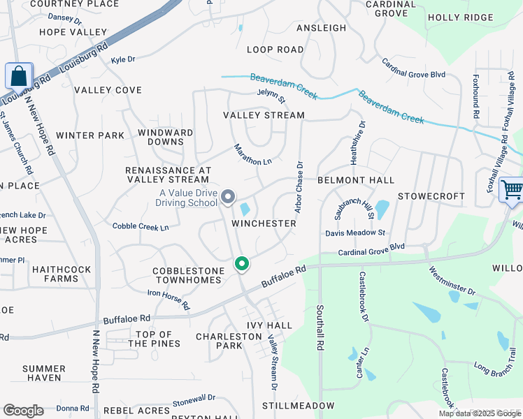 map of restaurants, bars, coffee shops, grocery stores, and more near 4724 Waterford Cove Drive in Raleigh