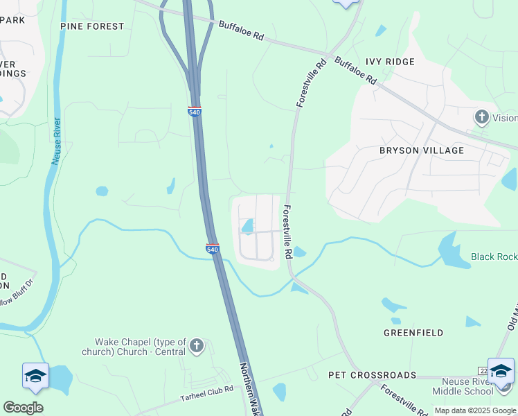 map of restaurants, bars, coffee shops, grocery stores, and more near 7408 Cornett Way in Raleigh