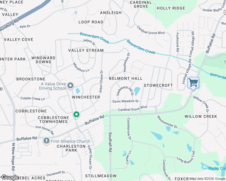 map of restaurants, bars, coffee shops, grocery stores, and more near 4236 Brintons Cottage Street in Raleigh