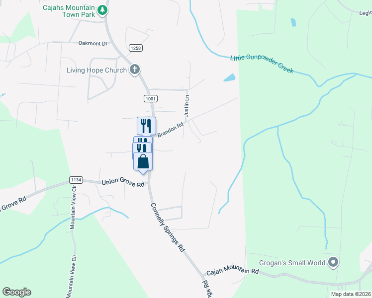 map of restaurants, bars, coffee shops, grocery stores, and more near 3715 Panda Lane in Lenoir