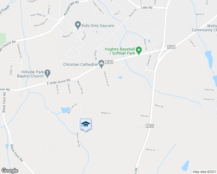 map of restaurants, bars, coffee shops, grocery stores, and more near 2 Hillside Park Drive in Thomasville
