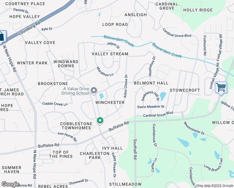 map of restaurants, bars, coffee shops, grocery stores, and more near 4418 Gallatree Lane in Raleigh