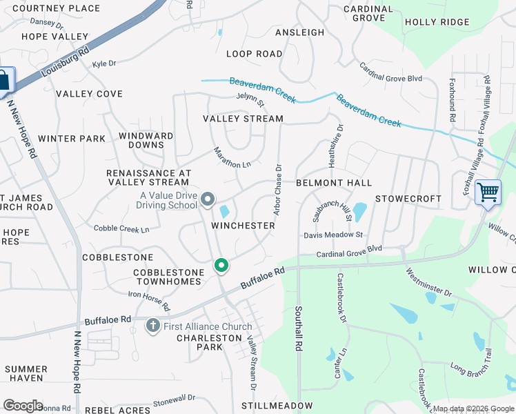 map of restaurants, bars, coffee shops, grocery stores, and more near 4418 Gallatree Lane in Raleigh