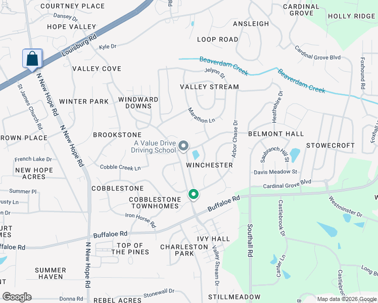 map of restaurants, bars, coffee shops, grocery stores, and more near 4409 Major Loring Way in Raleigh