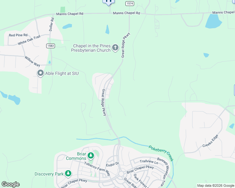 map of restaurants, bars, coffee shops, grocery stores, and more near 603 Great Ridge Parkway in Chapel Hill