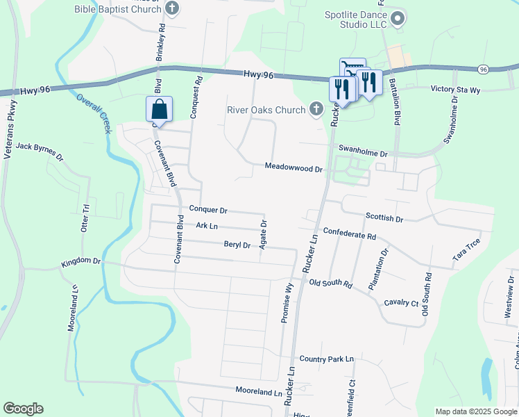 map of restaurants, bars, coffee shops, grocery stores, and more near 3523 Meadowwood Drive in Murfreesboro