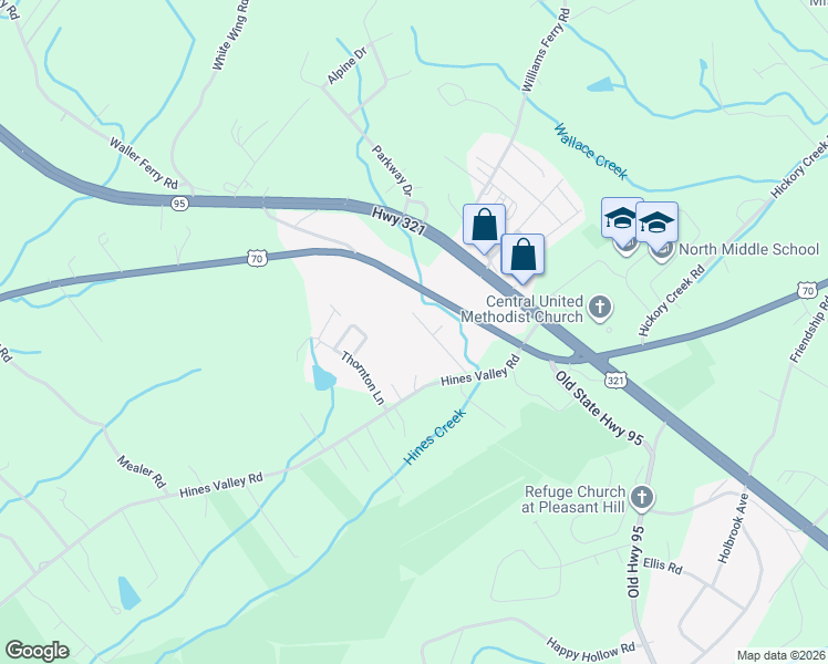 map of restaurants, bars, coffee shops, grocery stores, and more near 630 Gentry Road in Lenoir City