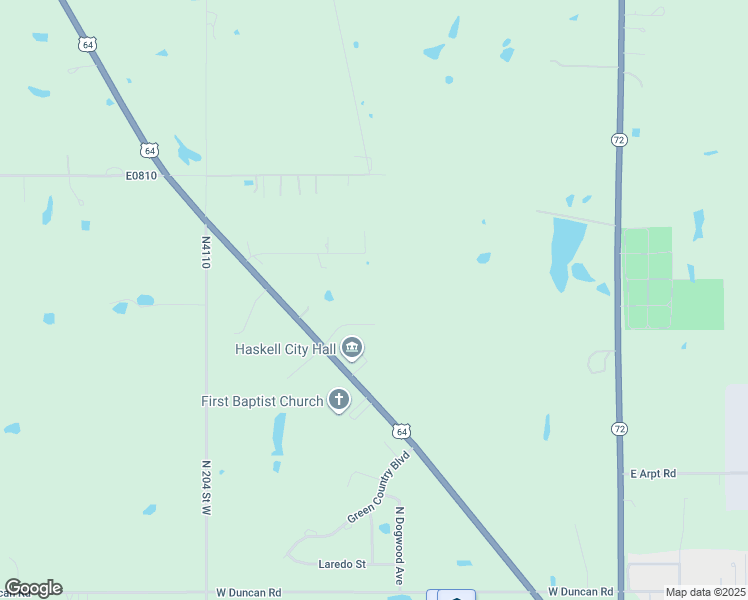 map of restaurants, bars, coffee shops, grocery stores, and more near Pecan Street in Haskell