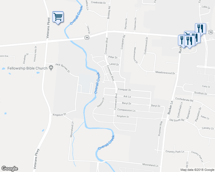 map of restaurants, bars, coffee shops, grocery stores, and more near 5020 Conquer Drive in Murfreesboro