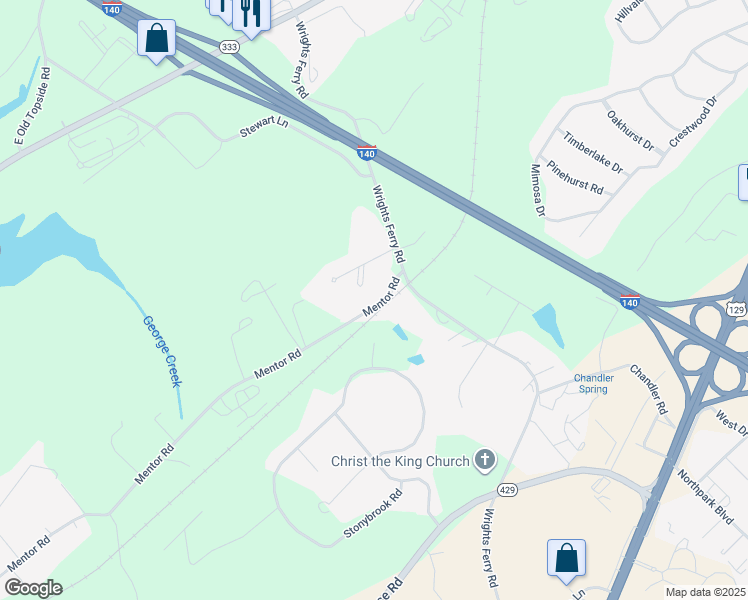 map of restaurants, bars, coffee shops, grocery stores, and more near 1812 Mentor Road in Louisville