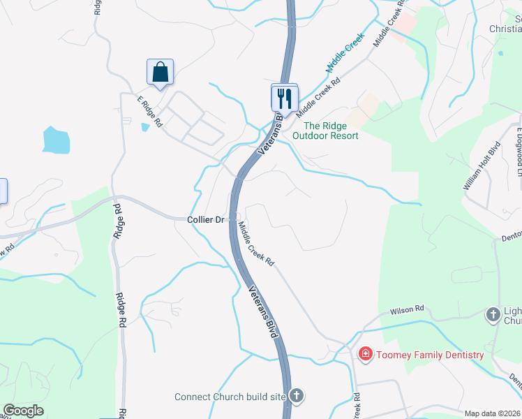 map of restaurants, bars, coffee shops, grocery stores, and more near 1108 South Fork Drive in Sevierville