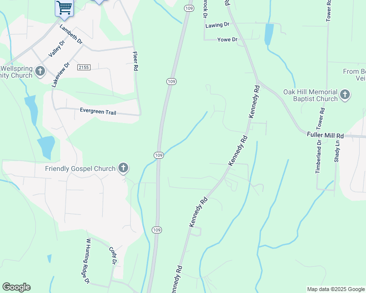 map of restaurants, bars, coffee shops, grocery stores, and more near North Carolina 109 in Thomasville