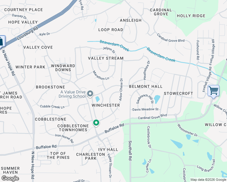 map of restaurants, bars, coffee shops, grocery stores, and more near 4429 Gallatree Lane in Raleigh