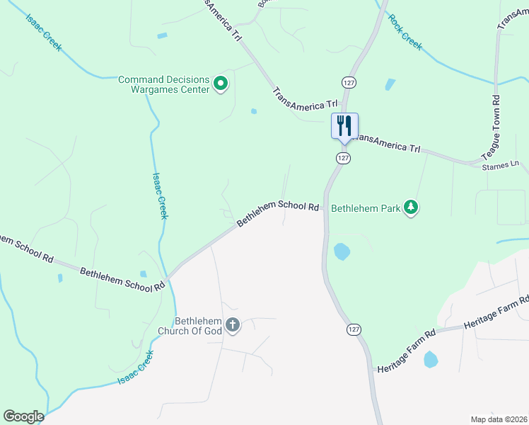 map of restaurants, bars, coffee shops, grocery stores, and more near 205 Bethlehem School Road in Hickory