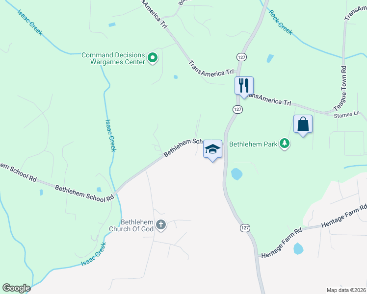 map of restaurants, bars, coffee shops, grocery stores, and more near 205 Bethlehem School Road in Hickory