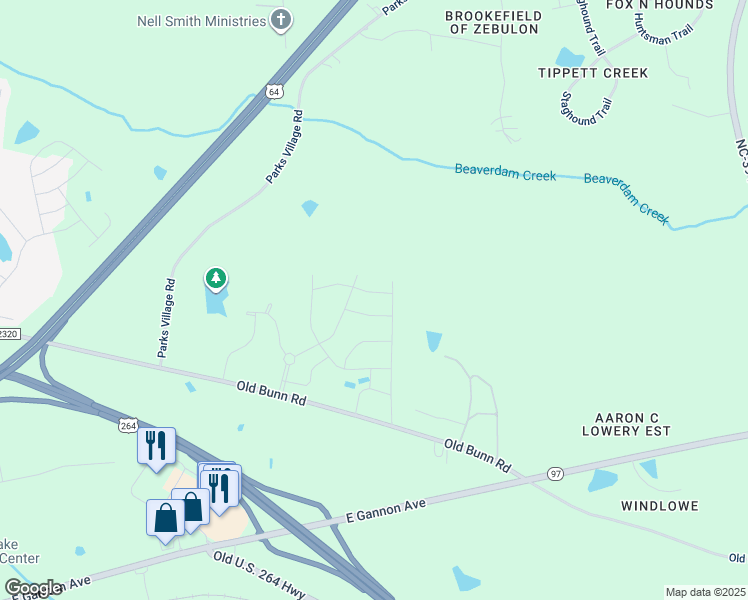 map of restaurants, bars, coffee shops, grocery stores, and more near in Zebulon