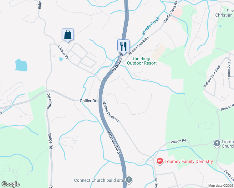map of restaurants, bars, coffee shops, grocery stores, and more near 1108 South Fork Drive in Sevierville