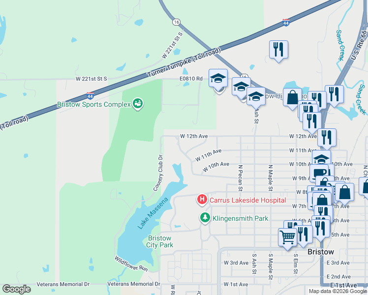 map of restaurants, bars, coffee shops, grocery stores, and more near 601 South Lakeridge Drive in Bristow