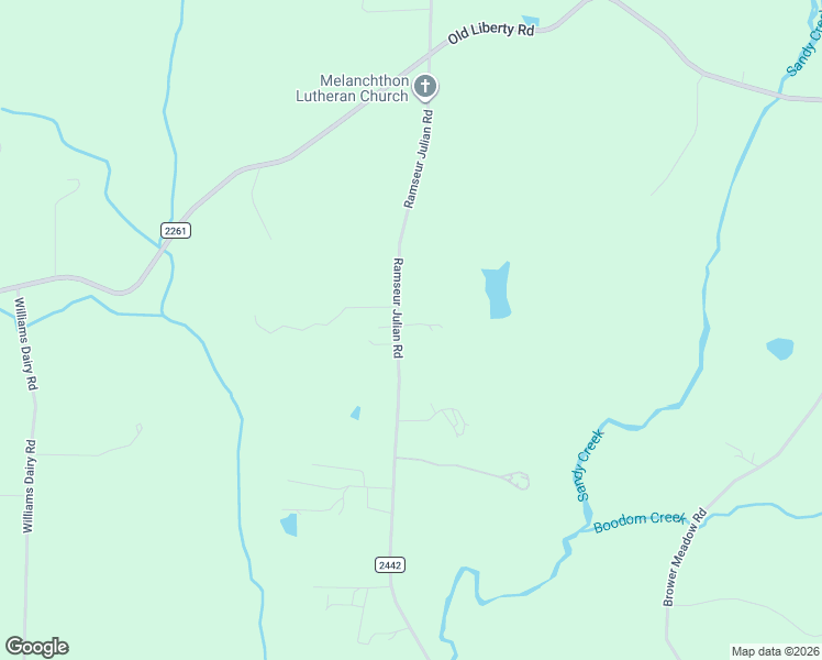 map of restaurants, bars, coffee shops, grocery stores, and more near 4080 Ramseur Julian Road in Liberty