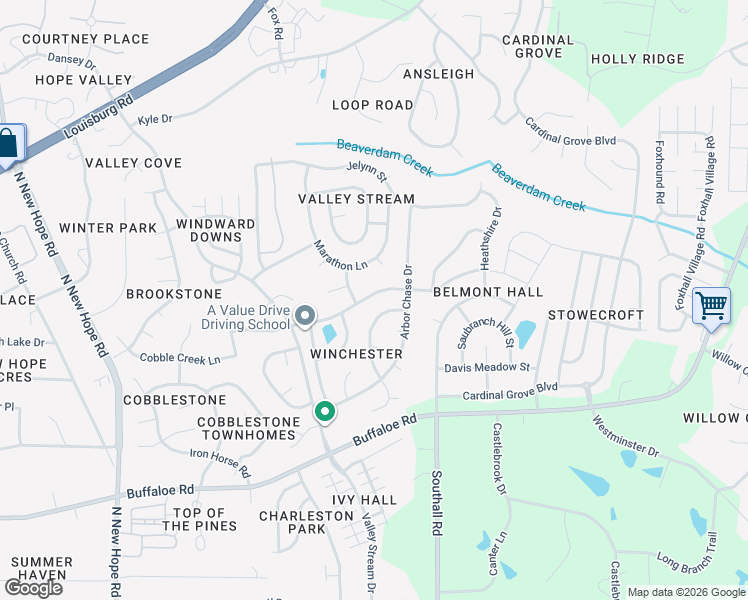 map of restaurants, bars, coffee shops, grocery stores, and more near 4429 Gallatree Lane in Raleigh