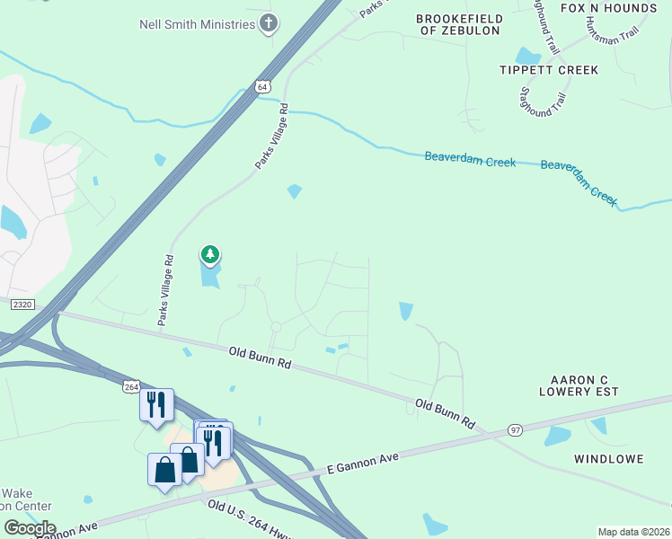 map of restaurants, bars, coffee shops, grocery stores, and more near 700 Spellbrook Road in Zebulon