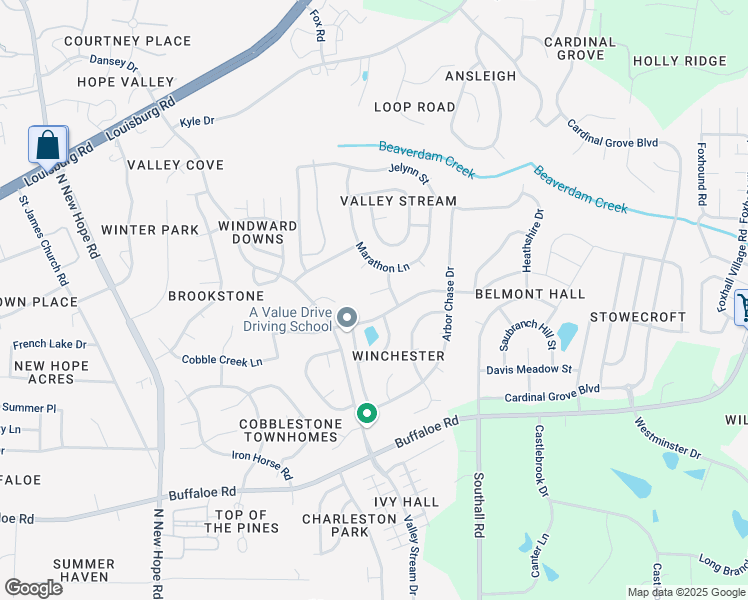 map of restaurants, bars, coffee shops, grocery stores, and more near 4905 Windmere Chase Drive in Raleigh