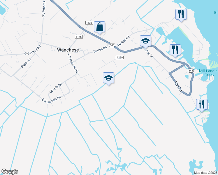 map of restaurants, bars, coffee shops, grocery stores, and more near in Wanchese