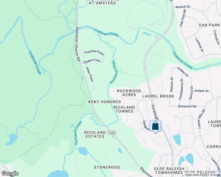 map of restaurants, bars, coffee shops, grocery stores, and more near 4704 Rockwood Drive in Raleigh