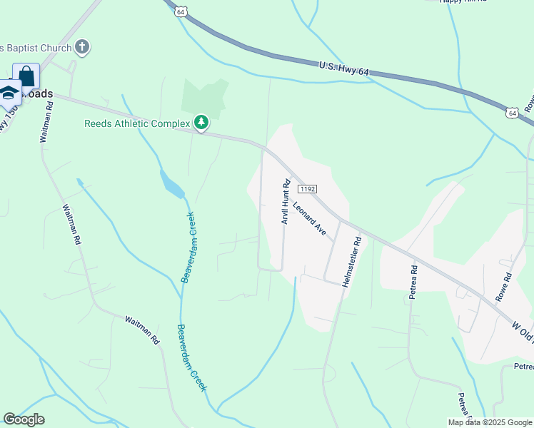map of restaurants, bars, coffee shops, grocery stores, and more near 682 Arvil Hunt Road in Lexington