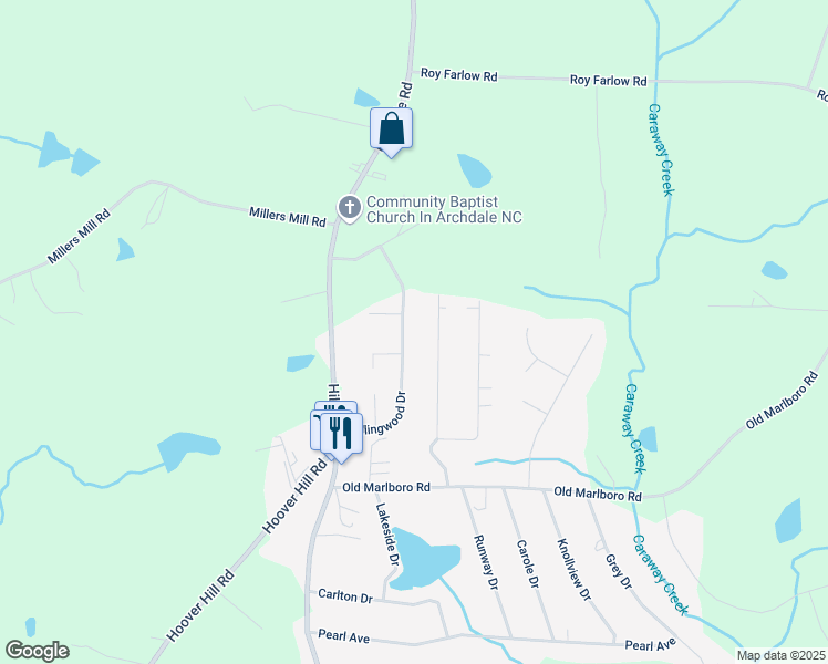 map of restaurants, bars, coffee shops, grocery stores, and more near 4246 Rollingwood Drive in Trinity