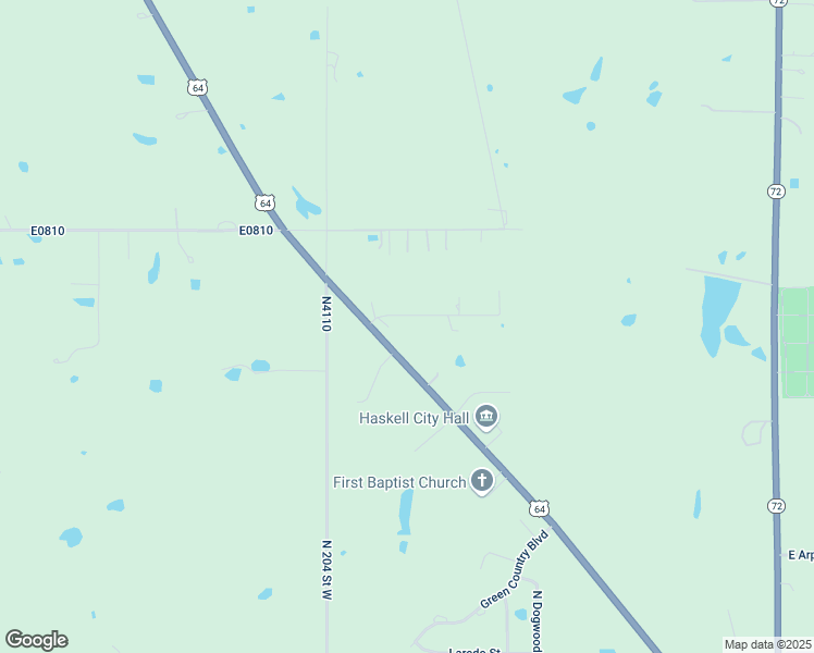 map of restaurants, bars, coffee shops, grocery stores, and more near 1264 Birch Street in Haskell