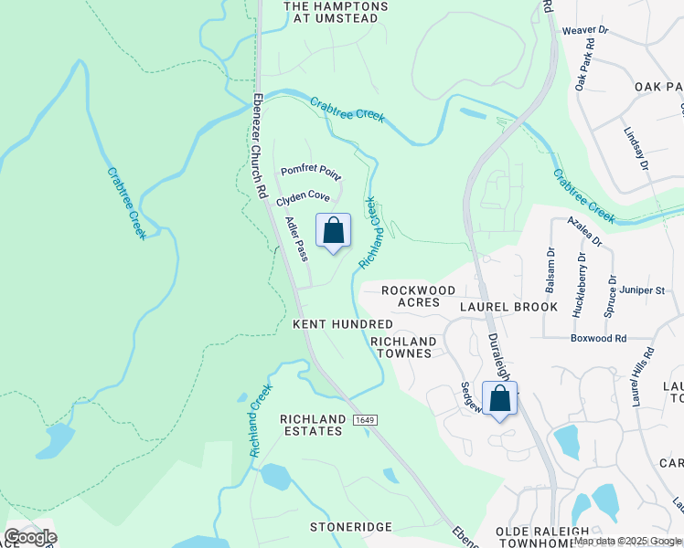 map of restaurants, bars, coffee shops, grocery stores, and more near 5020 Neiman Cove in Raleigh