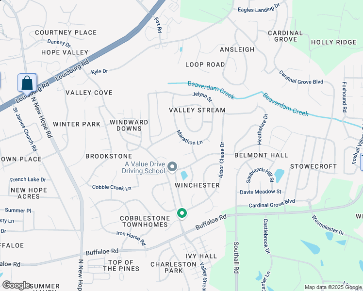 map of restaurants, bars, coffee shops, grocery stores, and more near 4708 Patch Place in Raleigh