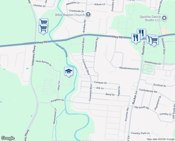 map of restaurants, bars, coffee shops, grocery stores, and more near 4928 Post Drive in Murfreesboro