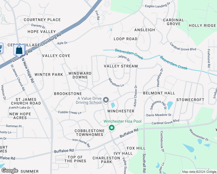 map of restaurants, bars, coffee shops, grocery stores, and more near 4700 Patch Place in Raleigh