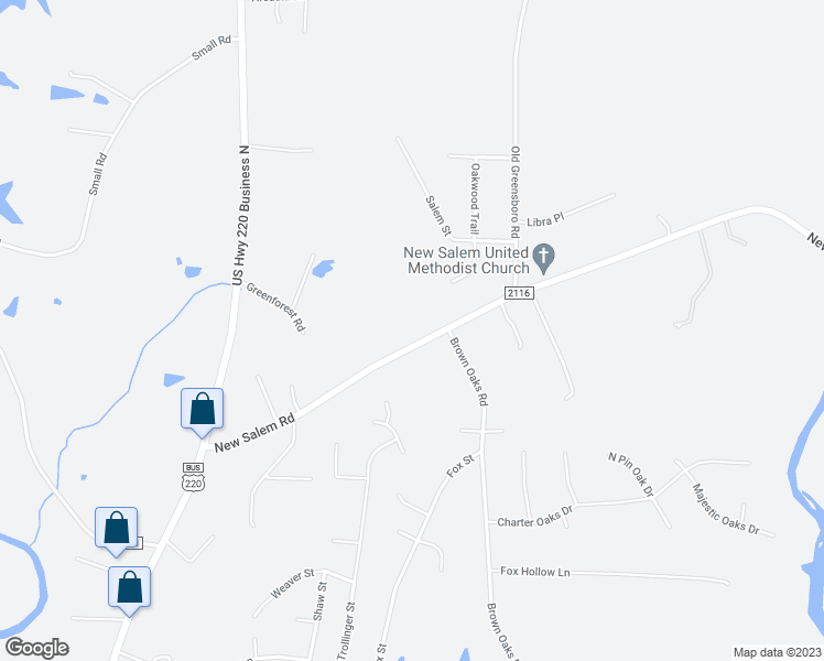 map of restaurants, bars, coffee shops, grocery stores, and more near 373 New Salem Road in Randleman