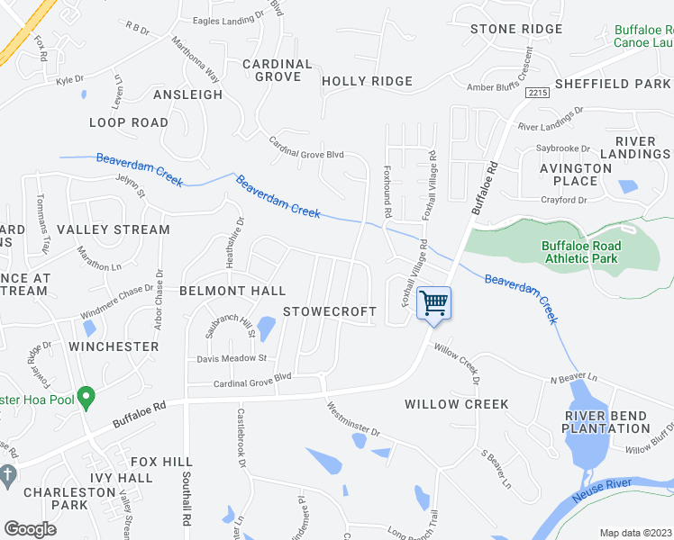 map of restaurants, bars, coffee shops, grocery stores, and more near 4466 Snowcrest Lane in Raleigh