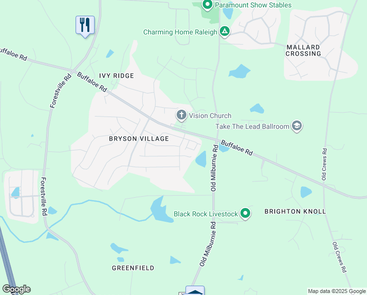 map of restaurants, bars, coffee shops, grocery stores, and more near 7817 Elmshire Way in Raleigh