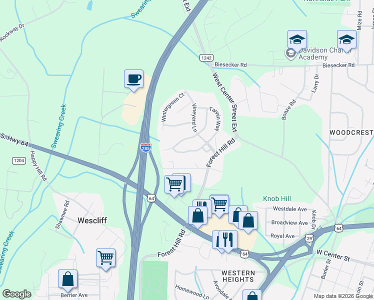 map of restaurants, bars, coffee shops, grocery stores, and more near 218 Crane Creek Way in Lexington
