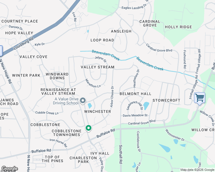 map of restaurants, bars, coffee shops, grocery stores, and more near 4801 Kaycee Court in Raleigh
