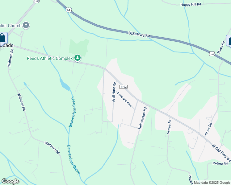 map of restaurants, bars, coffee shops, grocery stores, and more near 195 Arvil Hunt Road in Lexington