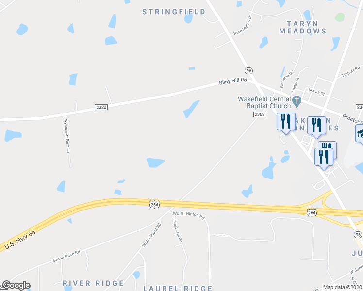 map of restaurants, bars, coffee shops, grocery stores, and more near 400 Green Pace Road in Zebulon